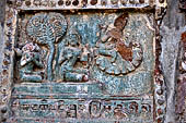 Old Bagan Myanmar. The Mingala Zedi. Well-preserved glazed Jataka plaques. 